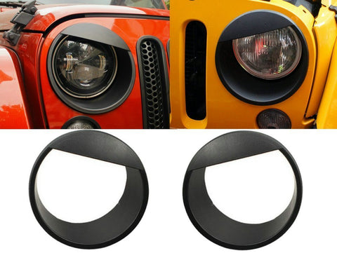 Hooke Road Black Angry Bird Headlight Cover Clip-in Bezels for 2007-2015 Jeep Wrangler