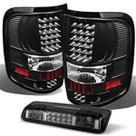 Ford F-150 Pickup Truck Black LED Tail Lights Replacement + Smoked Rear 3rd Smoked